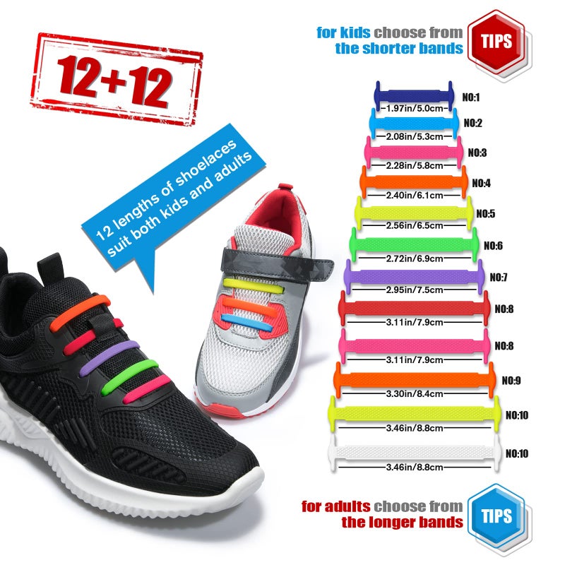 HOMAR No Tie Shoelaces for Kids Adults Stretch Elastic Tieless No Tie Shoe Laces - Image 3